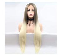 Pelucas Muje Peluca Completa Recta Para Mujer, Peluca Larga De Cabello Rubio Con Degradado De Oro Blanco, Elegante Vestido Diario De Fiesta Para Mujer Peluca Pelo Natural