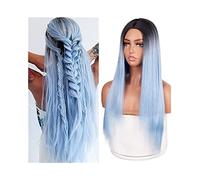 Pelucas Muje Peluca Con Malla Frontal Cabello Largo Y Liso Peluca Ombre Fibra Resistente Al Calor Pelucas Sintéticas Peluca Pelo Natural (Color : A, Size : 26in)