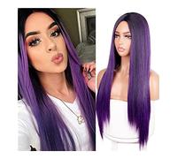 Pelucas Muje Peluca Con Malla Frontal Cabello Largo Y Liso Peluca Ombre Fibra Resistente Al Calor Pelucas Sintéticas Peluca Pelo Natural (Color : F, Size : 26in)