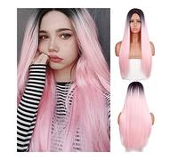 Pelucas Muje Peluca Con Malla Frontal Cabello Largo Y Liso Peluca Ombre Fibra Resistente Al Calor Pelucas Sintéticas Peluca Pelo Natural (Color : B, Size : 26in)