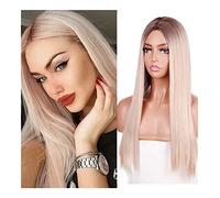 Pelucas Muje Peluca Con Malla Frontal Cabello Largo Y Liso Peluca Ombre Fibra Resistente Al Calor Pelucas Sintéticas Peluca Pelo Natural (Color : D, Size : 26in)