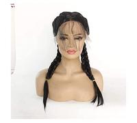 Pelucas Muje Peluca De Cola De Caballo Negra 2 Con Pelucas De Cola De Caballo De Pelo De Bebé, Pelucas Delanteras De Encaje Sintético Trenzado Para Mujeres Fiesta Vacaciones Peluca Pelo Natural