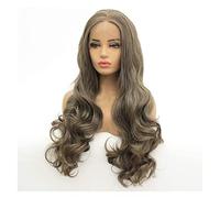 Pelucas Muje Peluca Marrón Larga Ombre Flaxen Hair Para Mujer, Largo Rizado Con Flequillo, Pelucas Sintéticas Onduladas Para Mujer Peluca Pelo Natural