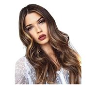 Pelucas Muje Peluca Ombre Negro A Marrón Claro Parte Lateral Peluca Larga Ondulada Peluca Sintética Resistente Al Calor Para Fiestas Diarias Peluca Pelo Natural