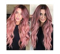 Pelucas Muje Peluca Ondulada Ombre Reemplazo De Cabello Sintético Pelucas Rizadas Degradadas Rosadas Para Mujeres Peluca Pelo Natural