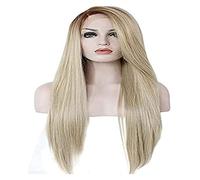 Pelucas Muje Peluca Rubia Larga Para Mujer Parte Media, Pelucas Rectas De Halloween De 27 Pulgadas, Peluca De Reemplazo De Cabello De Fibra Peluca Pelo Natural