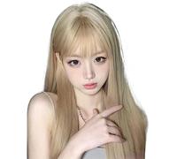 Pelucas Muje Peluca Suave Cabello Largo Y Recto Con Flequillo De Aire Peluca Suave Y Sedosa Peluca Sintética Dulce Y Linda Perfecta Para Citas Peluca Pelo Natural (Color : B, Size : 7 3/8)