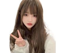 Pelucas Muje Peluca Suave Peluca Personalidad Femenina Peluca Ligeramente Rizada Destaca El Cabello Largo Y Rizado Blanco Adecuado Peluca Pelo Natural (Color : Bruin, Size : 58cm)