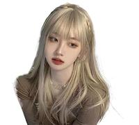 Pelucas Muje Peluca Suave Peluca Personalidad Femenina Peluca Ligeramente Rizada Destaca El Cabello Largo Y Rizado Blanco Adecuado Peluca Pelo Natural (Color : Gold, Size : 58cm)