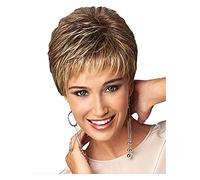 Pelucas Muje Pelucas Cortas De Corte Rubio Para Mujeres Blancas Pelucas De Cabello Sintético Marrón Oscuro Ombre Peluca De Aspecto Natural Peluca Pelo Natural