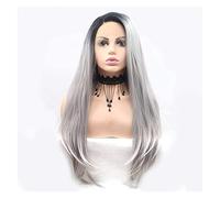 Pelucas Muje Pelucas De Color Gris Plateado, Peluca Ombre De Negro A Gris, Parte Media, Peluca Ondulada Larga, Peluca Sintética Para Fiesta Diaria Para Mujer Peluca Pelo Natural