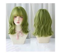 Pelucas Muje Pelucas De Pelo Corto Y Rizado Natural De 17 Pulgadas De Aspecto Natural, Peluca De Moda Verde Compatible Con Uso Diario De Cosplay De Fiesta Peluca Pelo Natural