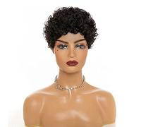 Pelucas Muje Pelucas de pelo corto y rizado para mujer Pelucas rizadas Pelucas de síntesis rizadas africanas Pelucas de cosplay Peluca Pelo Natural (Color : Black, Size : 4.5in)