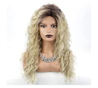 Pelucas Muje Pelucas De Pelo Largo Y Ondulado Profundo Para Mujer, Peluca Rubia Ceniza, Peluca Sintética Ondulada Rizada Gris Ombre Peluca Pelo Natural