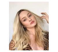 Pelucas Muje Pelucas De Pelo Largo Y Ondulado Rubio Para Mujer, Fibra Sintética Negra Teñida En Medio, Peluca Larga Recta Para Mujer Peluca Pelo Natural