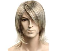 Pelucas Muje Pelucas for Hombres, Hombre Con Flequillo Diagonal, Hermoso Y Esponjoso Casco De Peluca Con Personalidad De Escenario Peluca Pelo Natural