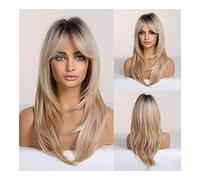 Pelucas Muje Pelucas Rubias De Capas Largas, Peluca De Pelo Sintético En Capas Con Raíces Oscuras Para Fiestas Diarias Peluca Pelo Natural