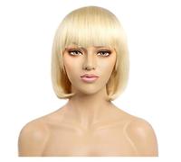 Pelucas Muje Rubio Bob Pelucas 14 Pulgadas Encaje Frente Cabello Humano, Pelo Corto Brasileño Recto Bob Pelucas Con Flequillo De Pelo Peluca Pelo Natural