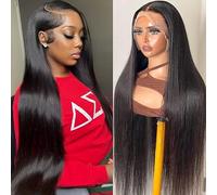 Pelucas Mujer Pelo Natural Humano 13x4 Hd Transparent Lace Front Human Hair Wig Straight Peluca Negra Larga for Black Women 24 Pulgadas (60 cm)