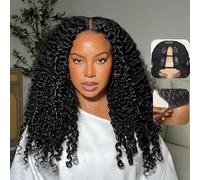 Pelucas Mujer Pelo Natural Humano Burmese Kinky Curly v Part Wig Human Hair Glueless 20 Pulgadas