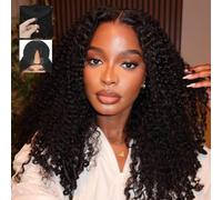 Pelucas Mujer Pelo Natural Humano Burmese Kinky Curly v Part Wig Human Hair Glueless 22 Pulgadas