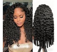 Pelucas Mujer Pelo Natural Humano Half Wig Human Hair Burmese Curly for Women 3 In 1 Drawstring Wigs with Spiral Curls End 180% Density Pelucas Mujer Pelo Natural Rizado 20 Inch