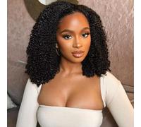 Pelucas Mujer Pelo Natural Humano Kinky Curly Half Wig Human Hair 3 In 1 Seamless Flip Over Half Wigs Human Hair Glueless Wig Drawstring Headband Wigs Pelucas Mujer Pelo Natural Rizado 16 Inch