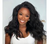 Pelucas Mujer Pelo Natural Humano Negro Half Wig Human Hair Yaki Straight Wigs 100% Cabello Humano Brasileño With Drawstring 180% Densidad Ready to Go Glueless para Mujer 26 Pulgadas