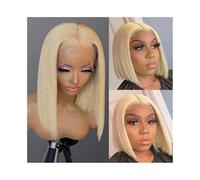 pelucas mujer Peluca corta y recta bob n.° 613, con encaje frontal de 13 x 4, de cabello humano for mujer pelucas disfraz(14inches)