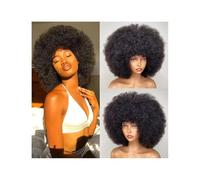 pelucas mujer Peluca de cabello humano corto y rizado con flequillo, brasileña, hecha a máquina, densidad del 180%. pelucas disfraz(8inches)