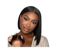 pelucas mujer Peluca de cabello humano liso 4x4 con encaje frontal, peluca corta tipo T for mujer, cabello indio pelucas disfraz(10inches)