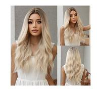 pelucas mujer Peluca de pelo largo ondulado de color marrón oscuro, pelucas de ondas naturales sintéticas for mujeres negras, peluca Afro resistente al calor for Cosplay, peluca femenina de uso diario