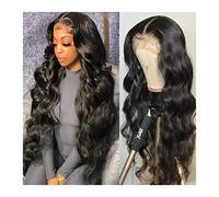 pelucas mujer Peluca delantera del encaje del encaje de la onda Pelucas frontales del cordón del cabello humano for las mujeres negras Peluquería pre arrollada 8-30 pulgadas suelta peluca de onda prof