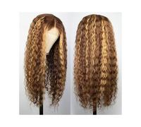 pelucas mujer Peluca frontal de encaje ombré, cabello humano P4/27 rubio miel, 13x4, ondas profundas pelucas disfraz(24inches)