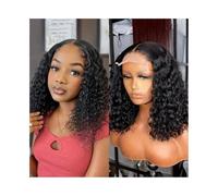 pelucas mujer Pelucas Bob de pelo rizado profundo, encaje frontal 4x4, color natural, cierre, pelucas Bob cortas, rizadas pelucas disfraz(8inches)