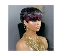 pelucas mujer Pelucas cortas 99J for mujeres negras, cabello humano con reflejos burdeos, pelucas negras cortas estilo bob. pelucas disfraz