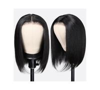 pelucas mujer Pelucas de cabello humano precortadas, sin pegamento, 6 x 4, cierre de encaje, pelucas rectas de hueso, prearrancadas pelucas disfraz(14inches)