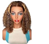 Pelucas Mujer Pelucas rizadas de Ombre, pelucas profundas Bob del frente cordón la peluca 13x4 onda for las pelo corto mujer(180%,13X6 LACE WIG_16INCHES)