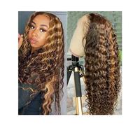 pelucas mujer Resaltado 13X4X1 T Parte Pelucas delanteras de encaje Onda profunda #4/27 Pelucas de cabello humano sin pegamento de color Ombre for mujeres negras Cabello Remy Pre arrancado con cabello