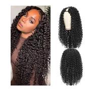 Pelucas Naturales, Pelucas rizadas largas de 12-30 pulgadas for pelucas de mujer Peluca de pelo sintético con parte en V de fibra de alta temperatura,para el uso diario de las mujeres(16inches)