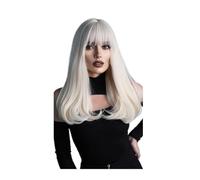 Pelucas onduladas de pelo sintético de 18 pulgadas con flequillo para mujeres para el cosplay diario y pelucas de fiesta de uso diario (rubio platino)