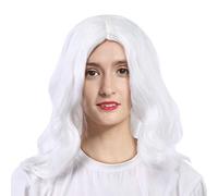Pelucas Onduladas Rizadas Blancas del Pelo Sintético de la Peluca de Cosplay de la Falsificación 19×17×6 para la Fiesta de Navidad