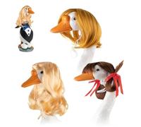Pelucas para Gansos - 3 Piezas Ropa Adorable para Gansos de Porche - Decoración De Estatuas para Jardín Patio Bodas Primavera Navidad Fiestas Puertas Acción De Gracias