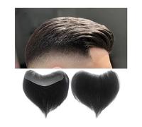 Pelucas para Hombre Hombres Hairline Toupee 6 "Frontal Hairpiece 100% Density Cabello humano Peluca V Front Shape 0.05-0.14mm Thin Skin PU Base # 1B Off Black Tupé para Hombre(3x16)
