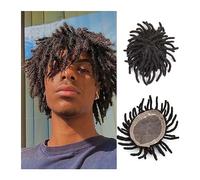Pelucas para Hombre Hombres Toupee Afro Kinky Curly Breadlocks Fine Mono NPU Base Men's Toupee Natural Black Male Sistemas de reemplazo de cabello humano para uso diario Masculino (Color : 1)