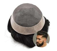 Pelucas para Hombre Hombres Toupee Lace y NPU Base Mens Hairpiece Natural Hairline 120% Density Transpirable Sistema de cabello humano Unidad Durable for hombres Tupé para Hombre(Straight Hair#1B,6x8)