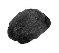 Pelucas para hombre, Peluca de cabello humano natural con cabello gris for hombre, prótesis capilar for hombre, pelucas de cabello humano indio de PU con encaje suizo for hombres, para cubrir el cabe