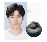 Pelucas para hombre realistas Peluca respirable calva del pelo real lleno de los hombres del borde biológico tejido a mano de la aguja de dos manos Pedazo de pelo para hombre(18 * 20)