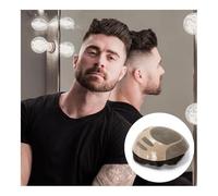 Pelucas para hombre realistas Peluquín for hombre de cabello humano, sistema capilar Base de 8x10 pulgadas, prótesis de cabello Mono fina Pedazo de pelo para hombre(Light Ash Blonde)