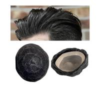 Pelucas para Hombre Tupé for hombres Cabello humano Fino Mono y NPU Base Hombres Indio Remy Prótesis de cabello Recto / 30 mm Onda Sistema Postizo Tupé para Hombre(30mm Wave Hair 120%,7x10)